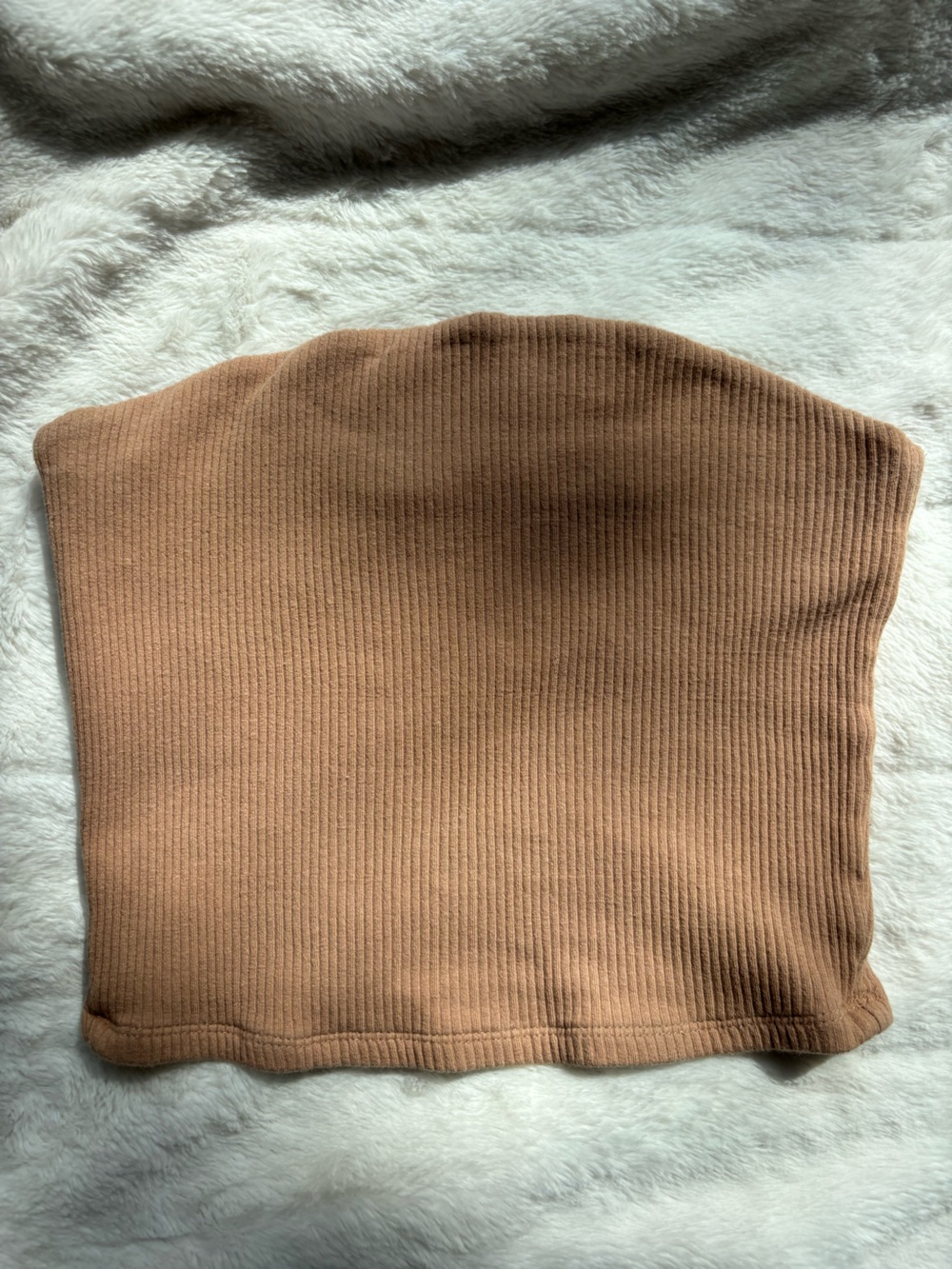 Garage Tan Ribbed Strapless Tube Top